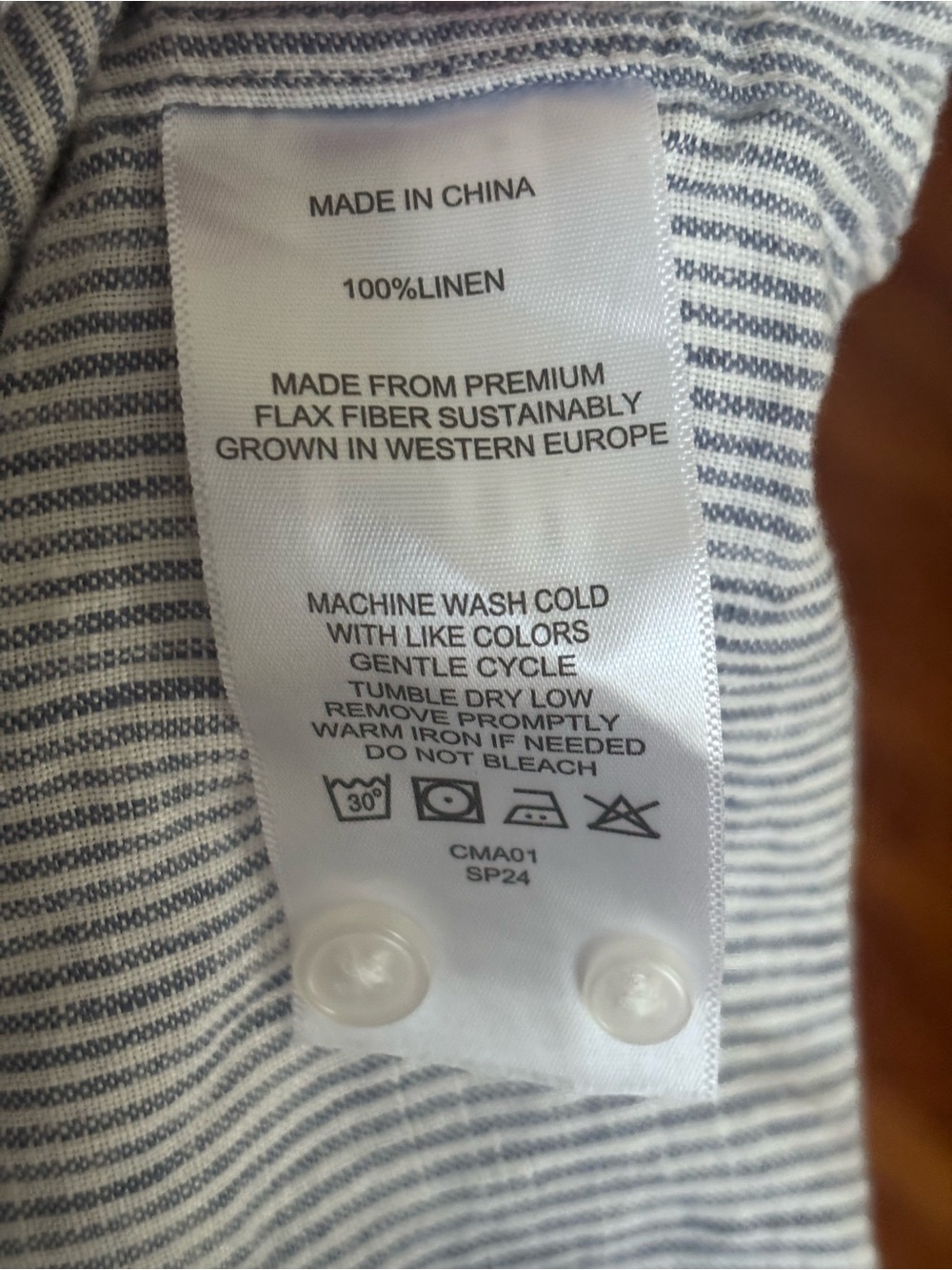 Quince 100% Linen Blue White Striped Button Front Shirt Women’s Medium - Picture 9 of 9